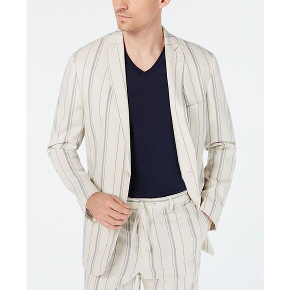 INC International Concepts Men's Slim Fit Linen Striped Blazer Size XL $130 - Picture 1 of 9